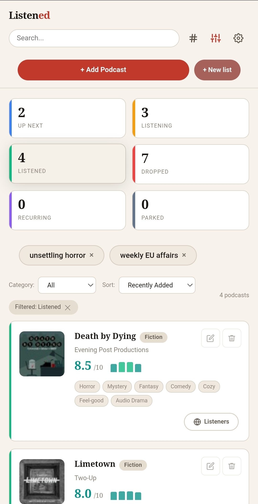 Tag filtering